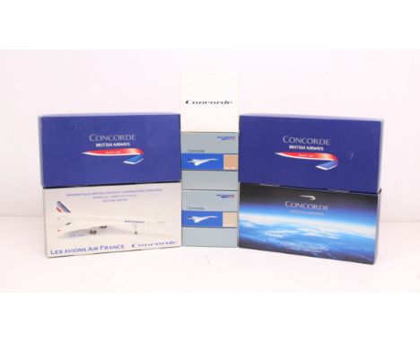 Concorde: A collection of seven boxed Concorde 1:200 and 1:400 Scale aircraft, to comprise: 8843(AB), 8843, 8843AA, 8911, and