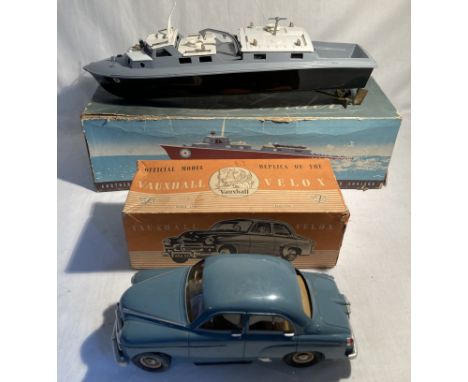 Victory Industries: A boxed Vauxhall Velox good condition with damage to chassis at rear, and a boxed Vesper R.A.F crash tend