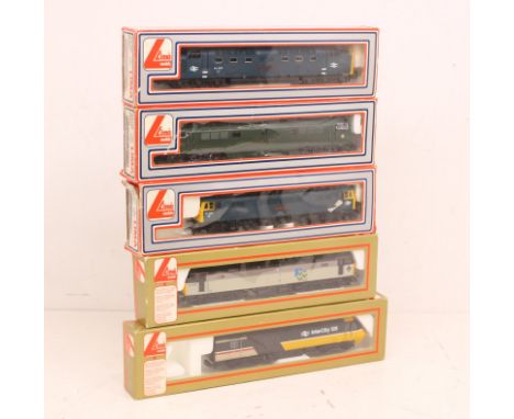 Lima: A collection of five boxed Lima diesel locomotives to comprise: 305368, 205266, 205106, 205134, and 205125. Locomotives