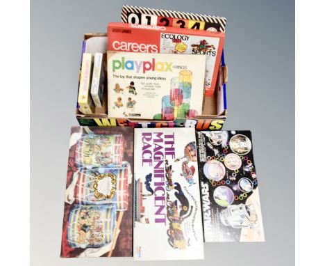 A box of vintage board games, Star Wars Adventured of R2-D2, The Magnificent Race by Palitoy etc 
