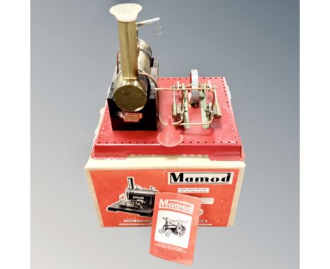A Mamod S.E.3 twin cylinder super heated steam engine on Meccano base, with original box 