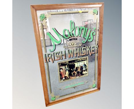 A Malony's Limited Irish Whiskey advertising mirror in frame 