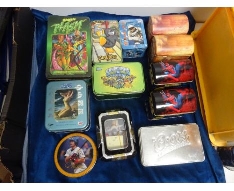 Trade cards in retail tins, 12 retail tins, with cards from the corresponding series (not checked for sets, assuming part set