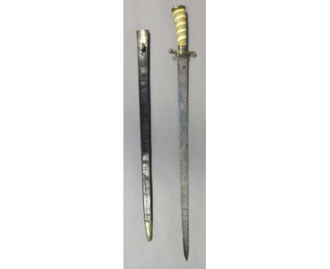 ˜A FRENCH SILVER-MOUNTED HUNTING SWORD, CIRCA 1760 with straight blade double-edged towards the point, silver hilt comprising