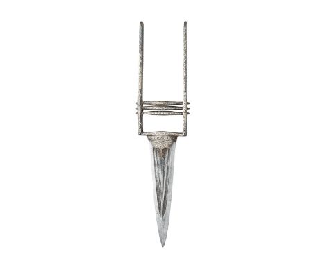 AN INDIAN DAGGER (KATAR), LATE 18TH CENTURY, PROBABLY PUNJAB with tapering blade formed with a reinforced tip and a series of