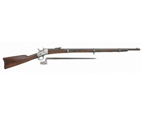 A .44 CALIBRE U.S. REMINGTON ROLLING BLOCK RIFLE, NO. 12596, CIRCA 1867-88 of regulation type, with sighted barrel retained b