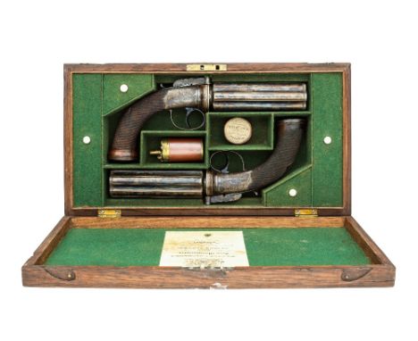 ‡ A FINE CASED PAIR OF 40 BORE 6-SHOT PERCUSSION PEPPERBOX REVOLVERS BY WESTLEY RICHARDS, LONDON, BIRMINGHAM PROOF MARKS, CIR