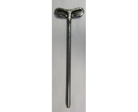 AN UNUSUAL FAKIR'S CRUTCH, LATE 19TH/20TH CENTURY, PERHAPS BALKAN of carved hardwood, with fluted shaft and characteristic fi