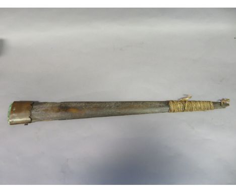 A SWORDFISH SWORD CLUB AND AN ABORIGINAL CLUB, LATE 19TH/20TH CENTURY the first of characteristic form, pierced and bound wit
