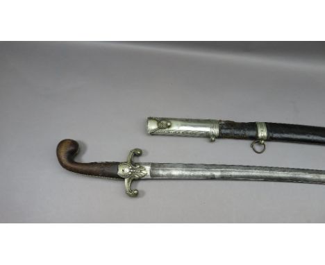 ‡ AN OTTOMAN SILVER-MOUNTED OFFICER'S SWORD, TURKEY, LATE 19TH CENTURY with curved fullered regulation blade double-edged tow