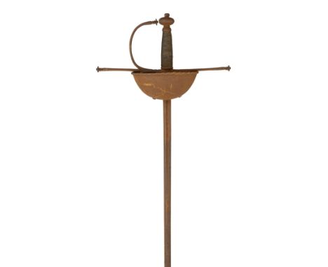 TWO SPANISH CUP-HILT RAPIERS, LATE 17TH/EARLY 18TH CENTURIES the first with tapering blade of flattened-hexagonal section, st