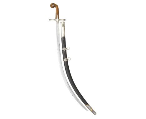 ‡ AN OTTOMAN SILVER-MOUNTED SWORD (SHAMSHIR), TURKEY, EARLY 19TH CENTURY with curved single-edged blade, silver hilt struck w