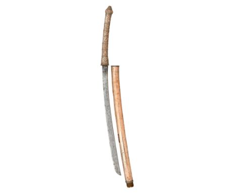 A SIAMESE (THAI) SWORD (DHAB), 18TH/19TH CENTURY with slightly curved single-edged blade formed with a V-shaped back-edge, th