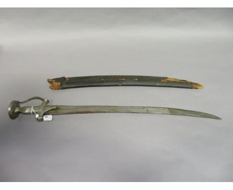 AN INDIAN SWORD (TALWAR) FOR A BOY, 19TH CENTURY with curved fullered blade with a brief punched inscription at the forte, ir