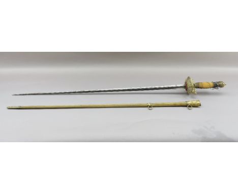 ‡ A NORTH EUROPEAN SMALL-SWORD, CIRCA 1770 with tapering blade of hollow-triangular section, gilt-brass hilt cast, pierced an