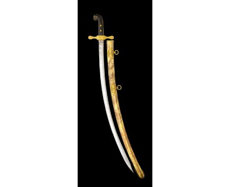 A MAMELUKE-HILTED OFFICER'S SWORD RETAILED BY GILL, PRINCE'S STREET, SOHO, LONDON, EARLY 19TH CENTURY with pipe-backed blade 