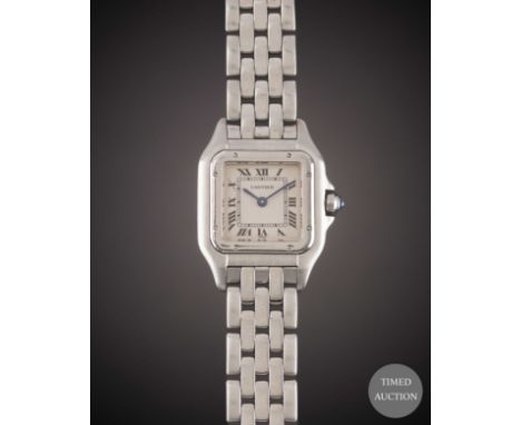 A LADIES STAINLESS STEEL CARTIER PANTHERE BRACELET&nbsp;WATCH
CIRCA 1990s, REF. 1320
Movement:&nbsp;Quartz, signed Cartier.
C