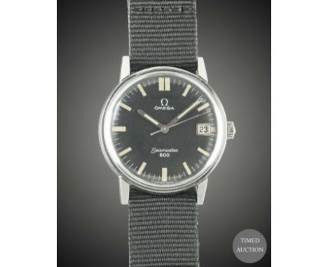 A GENTLEMAN'S STAINLESS STEEL OMEGA SEAMASTER 600 WRIST WATCH
CIRCA 1967, REF. 136.011 WITH BLACK MILITARY TYPE DIAL
Movement