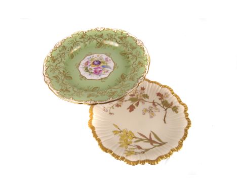 Four pairs of assorted Royal Worcester cabinet plates, including a scalloped design c.1930, floral hand painted reserves to a