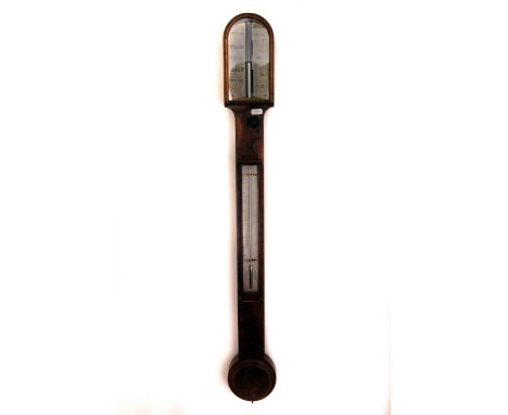 A Georgian mahogany stick barometer by Henry Webster, 37 Coppice Row Clerkenwell, the case with domed top and silver brass re