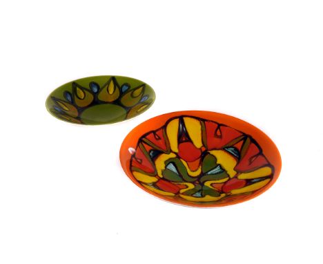 A 1970s Poole Pottery 'Delphis' series bowl painted by Rosina St Clayre,  no 58, of abstract design, 35cm diameter, and anoth