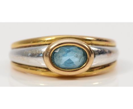 A 9ct gold blue topaz dress ring, R, 4.2g 
