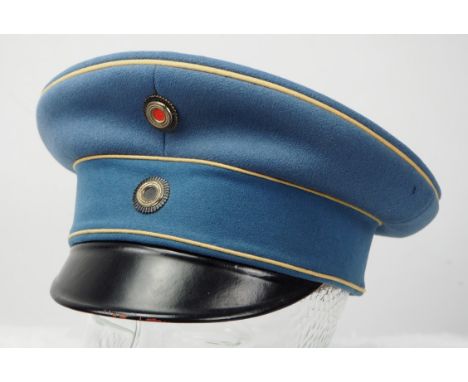 Preussen: Schirmmütze für einen Rittmeister im 2. Rheinischen Husaren Regiment Nr. 9 - Nachlass Rittmeister Teil 3.Kornblumen