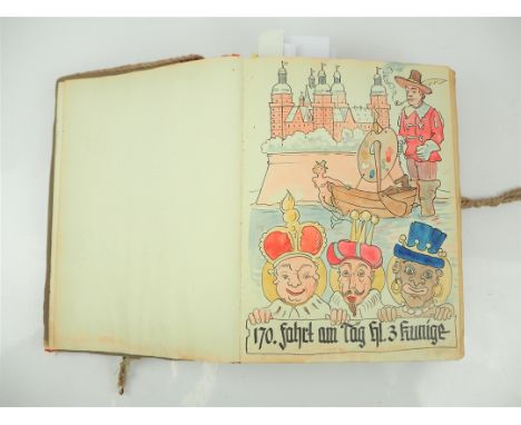 Chronik/ Tagebuch der Sozietät 'Ascafinburgh' (Aschaffenburg) der 'Gesellschaft der Niederländter'. Gebundenes Buch mit ca. 2
