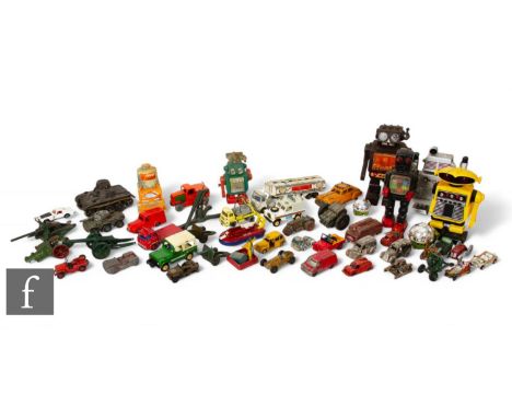 A selection of diecast and other models including Dinky, Corgi, Britain's Military, Gama tinplate tank, and others, together 