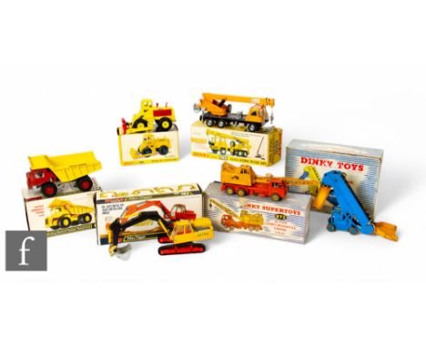 A collection of Dinky diecasts, 564 Elevated Loader, with blue body, 972 20-ton Lorry Mounted Crane 'Coles', orange body and 