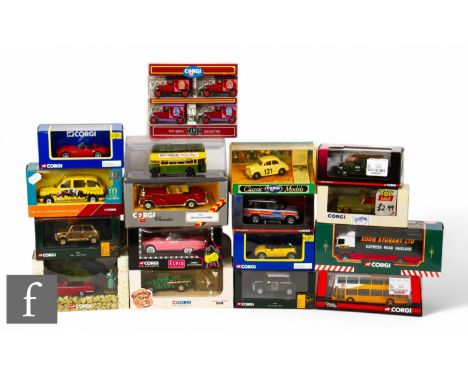 A group of assorted Corgi diecasts, including Last of the Summer Wine, Emergency Motors, Original Omnibus, Elvis, Eddie Stoba