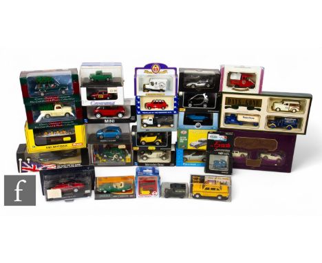 A collection of assorted diecast models including, Gilbow, Oxford, Maisto, Lledo and others, boxed. (27)
