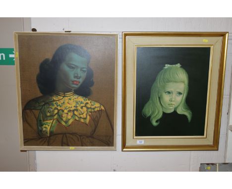 After Tretchikoff, coloured print portrait "Chinese Girl" and after Spencer print "Teardrop"