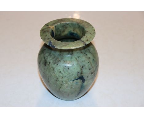 A Nephrite jade coloured baluster vase AF and repaired 