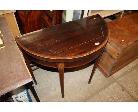A 19th Century mahogany and cross banded demi-lune card table AF