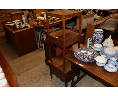 A 19th Century mahogany two tier night stand and a 19th Century mahogany box commode