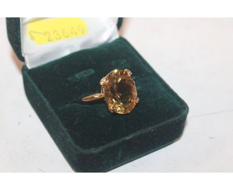 A large Sterling silver gilt and 9carat honey quartz and white topaz ring, ring size U/V, approx. 5.5gms