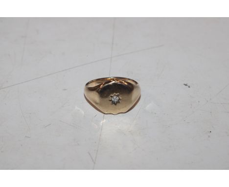 A 9ct gold diamond set signet ring, ring size P, approx. total weight 7gms 