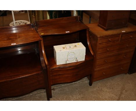 A George III mahogany night commode of serpentine shape 