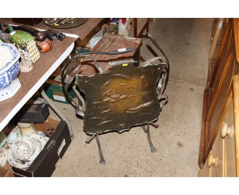 An Arts & Crafts design copper and wrought metal fire screen