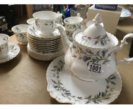 A Royal Albert Brigadoon tea set including tea pot milk jug sugar bowl Cups and saucers.