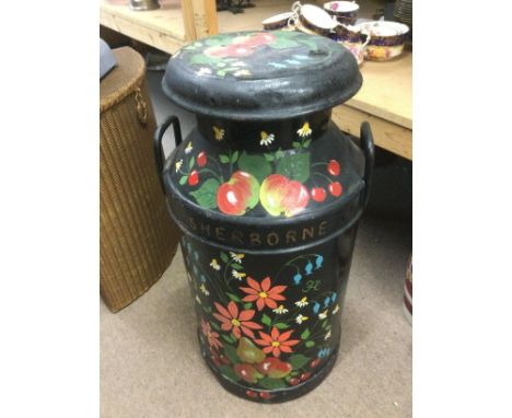 A vintage painted milk churn for Hunts Dairies, Sherborne. Shipping category D.