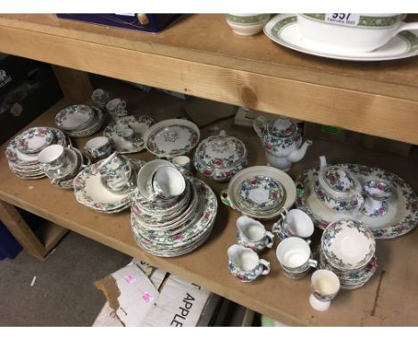 Floral dinner service including Booths Floradora, Royal Doulton Floradora , Royal Cauldron etc plates, cups, saucers. This lo