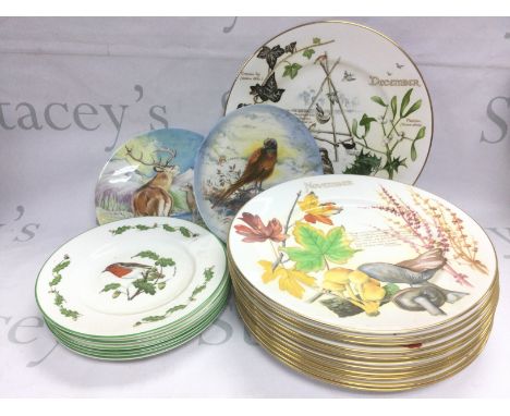 A collection of plates including botanical examples, ribbon plates etc. Shipping category D.