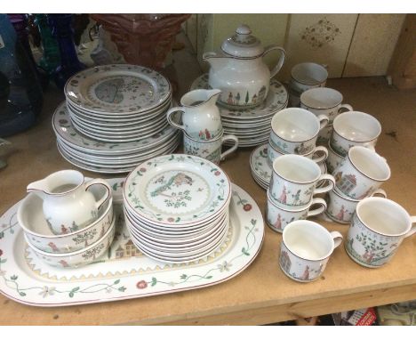 A Villeroy & Boxh dinner service in American Sampler pattern. Shipping category D.