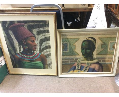 Two Tretchikoff prints comprising The First Wife Of A Zulu Chief, approx 66.5cm x 79cm and Lady Of Ndebele, approx 70cm x 60.