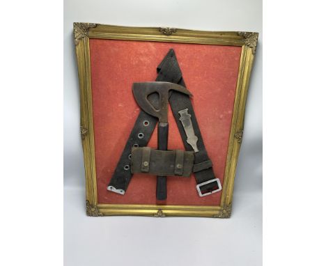 A WW2 framed escape axe &amp; holder