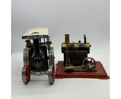 A Mamod model steam engine &amp; a steam roller