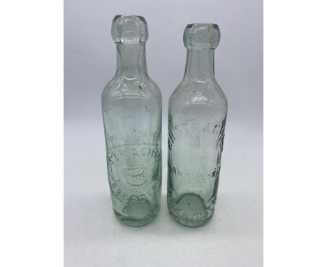 2x glass bottles Aberdeen, Strachan Aberdeen &amp; R H Strachan Berryden Road, both in good condition, 
