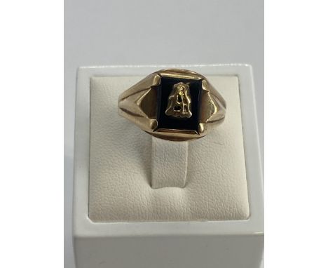 A 9ct yellow gold gents signet ring,size U,  4 grams in weight approx
